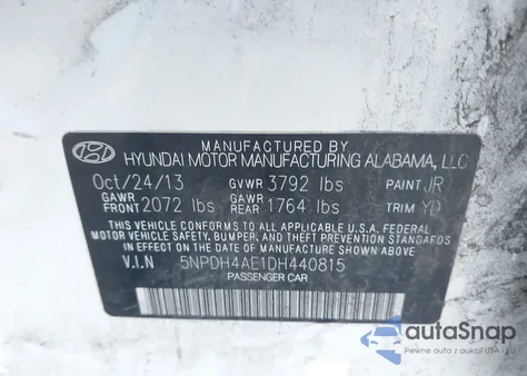 2013 Hyundai Elantra Gls из США, поврежденный, VIN 5NPDH4AE1DH440815